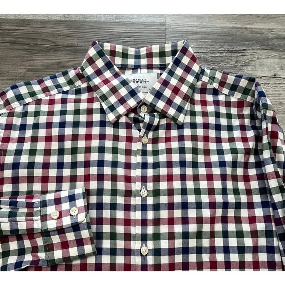 Charles Tyrwhitt Mens 17 1/2 Extra Slim Fit Gingham Check Button Up Dress Shirt - Picture 1 of 8
